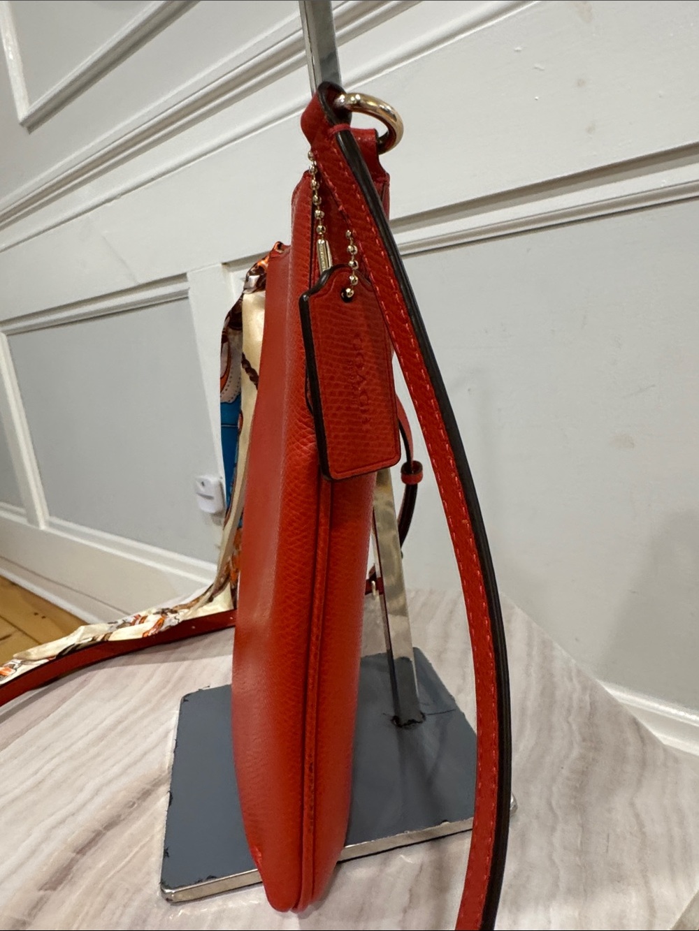 Coach Bag Kitt Pebbled Leather Orange Rusty Red Crossbody - Picture 5 of 17